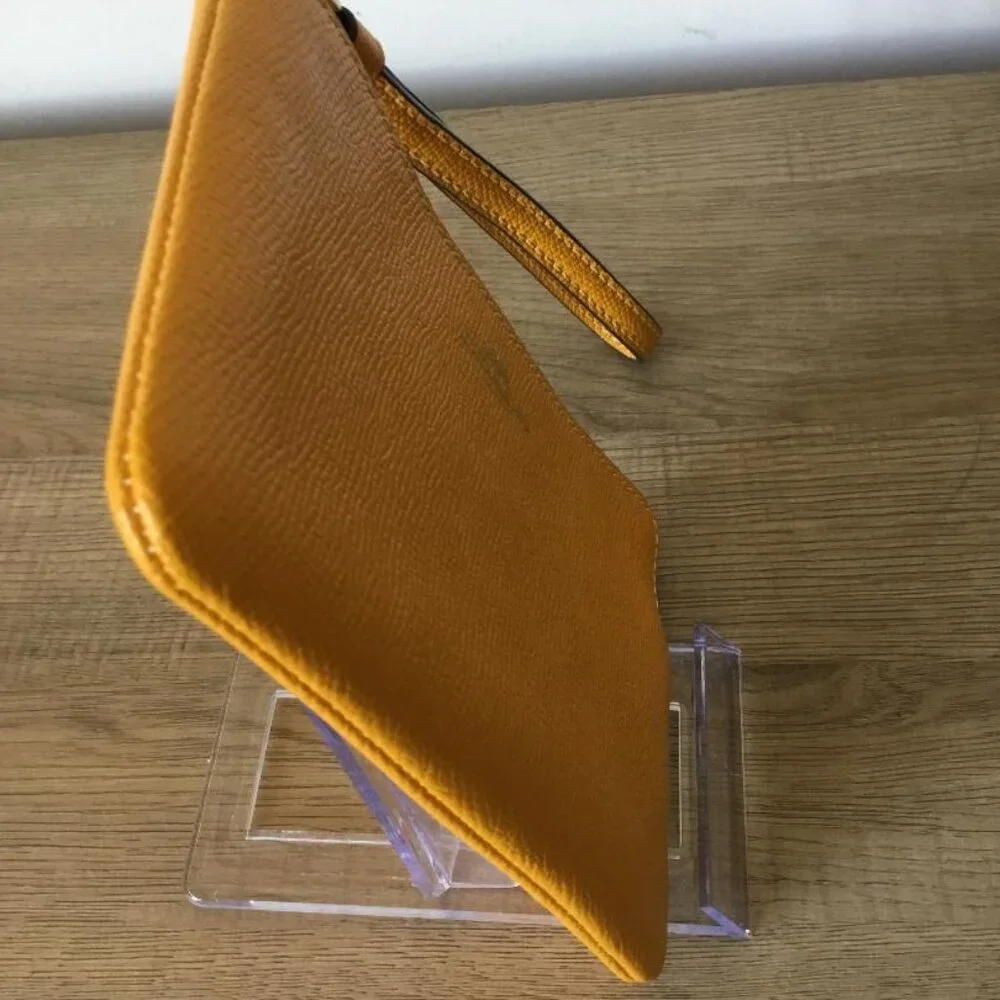 Coach Yellow Crossgrain Leather Corner Zip Wristlet Wallet - Picture 4 of 5